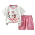 thumbnail image 1 of Hienoo Toddler Boys Summer Outfits Cartoon Short Sleeve T Shirt Shorts Children's 2Pcs Set, 1 of 4