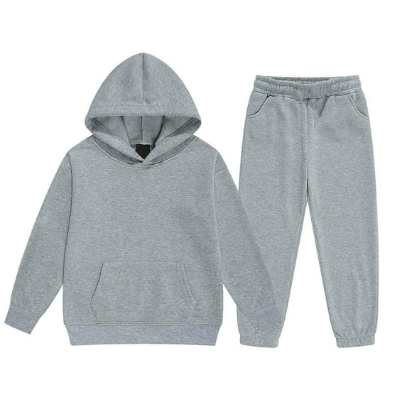 Hienoo Toddler Boys Sweatsuit Solid Color Hoodie and Sweatpants Kids Casual Sports Suit