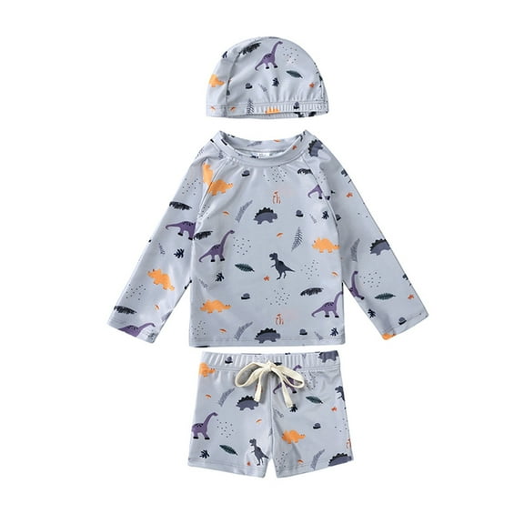 Hienoo Toddler Boys Swimsuit Long Sleeve Rash Guard Shorts Quick Dry Bathing Suit Swimwear