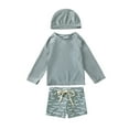 thumbnail image 1 of Hienoo Toddler Boys Swimsuits Long Sleeved Rash Guard Shorts with Sun Hat Swimwear Bathing Suit,3-Piece, 1 of 8
