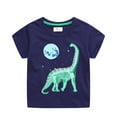 thumbnail image 1 of Hienoo Toddler Boys' T-Shirt Luminous Dinosaur Print Short Sleeved T Shirt Summer Active Tshirt, 1 of 8