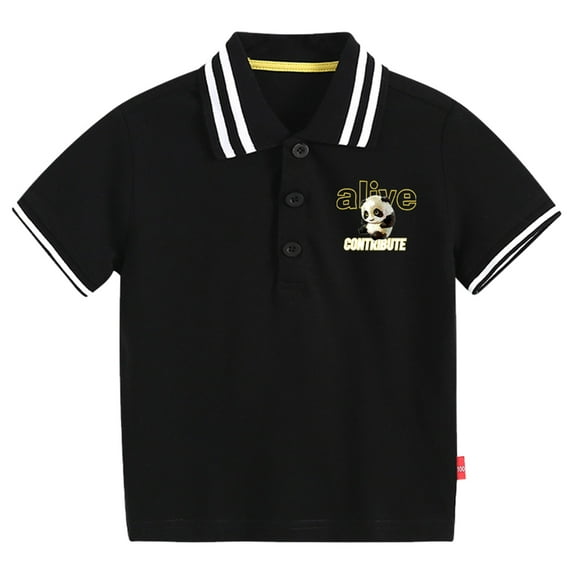 Hienoo Toddler Boys Tshirt Panda Print Short Sleeved Polo Shirt Summer Casual T Shirt