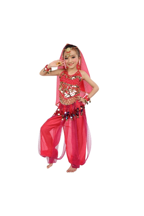 Toddler Girls Belly Dance Clothes Set Stage Performance Outfits for Kids, Sizes 3-4T