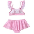 thumbnail image 1 of Hienoo Toddler Girls Bikini Swimsuit Plaid Ruffle Bow Beach Bathing Suit Swimwear,2-Piece, 1 of 5