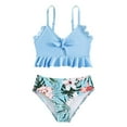 thumbnail image 1 of Hienoo Toddler Girls Bikini Swimsuits Ruffle Hawaii Beach Bathing Suit Quick Dry Swimwear, 1 of 5