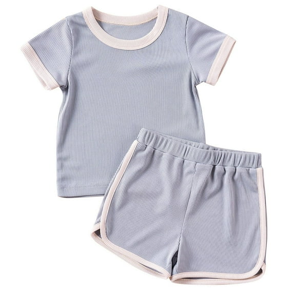 Hienoo Toddler Girls Casual Outfits Cotton Solid Short Sleeve T Shirt and Shorts Set, Sizes 3-4T