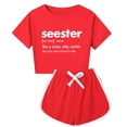 thumbnail image 1 of Hienoo Toddler Girls Clothes Set Tracksuit Letter Print Short Sleeve T-Shirt Shorts Set, 1 of 3