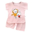thumbnail image 1 of Hienoo Toddler Girls Clothing Set Short Sleeve Graphic T-Shirt Shorts Set Summer Outfits, 1 of 3