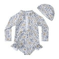 thumbnail image 1 of Hienoo Toddler Girls Floral Long Sleeve One Piece Swimsuit Quick Dry Bathing Suit Swimwear, 1 of 6