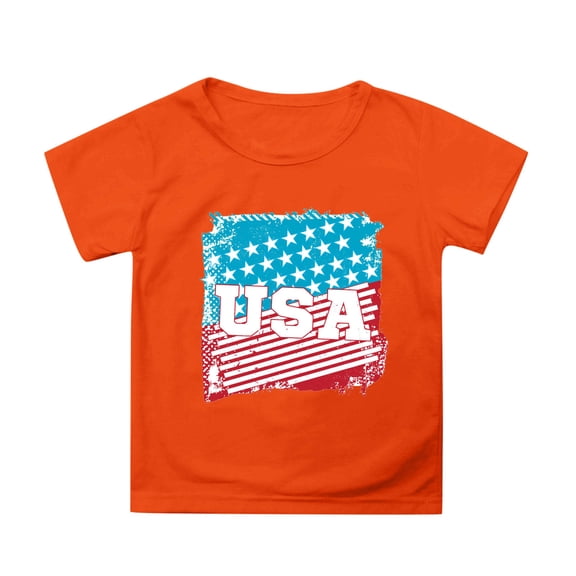 Hienoo Toddler Girls Independence Day Graphic T Shirt Short Sleeve Summer Casual T-Shirt