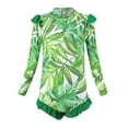 thumbnail image 1 of Hienoo Toddler Girls Long Sleeve Zip-Up Rash Guard Tropical Ruffle One-Piece Swimsuit, 1 of 5