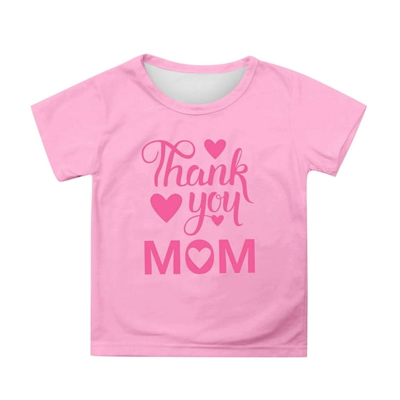 Hienoo Toddler Girls Mother's Day T Shirt Letter Graphic Short Sleeve T-Shirt, Sizes 3-13