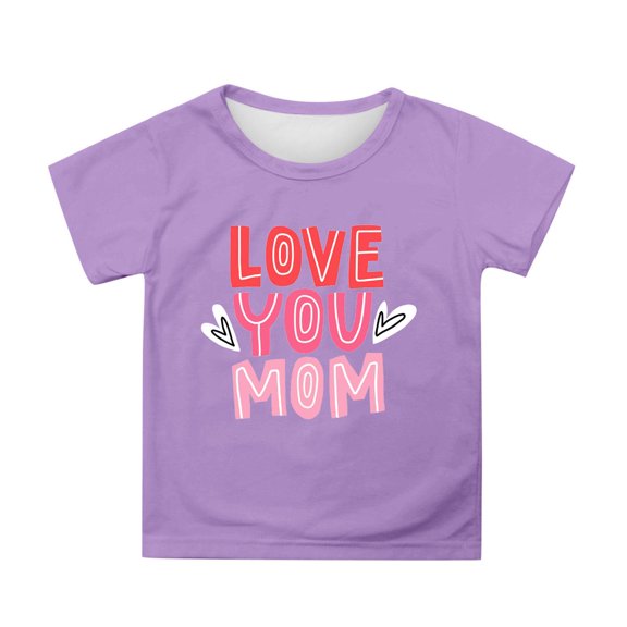 Hienoo Toddler Girls Mother's Day Tshirt Letter Print Short Sleeve T-Shirt, Sizes 3-13