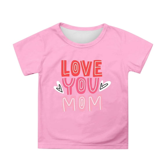 Hienoo Toddler Girls Mother's Day Tshirt Letter Print Short Sleeve T-Shirt, Sizes 3-13