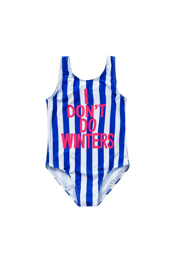 Toddler Girls One-Piece Swimsuit Americana Stripe Bathing Suit with UPF 50+, Sizes 2-9