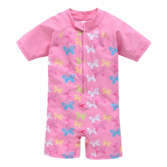 Hienoo Toddler Girls One-Piece Swimsuit Quick Drying Zipper Rash Guard Bathing Suit Swimwear