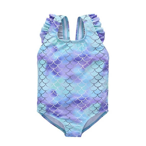 Hienoo Toddler Girls One-Piece Swimsuit Ruffle One Shoulder Beach Bathing Suit Swimwear