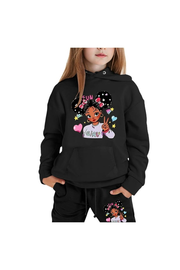 Toddler Girls Outfits Cartoon Character Hoodie Jogger Pants Suit Casual Sweatsuit