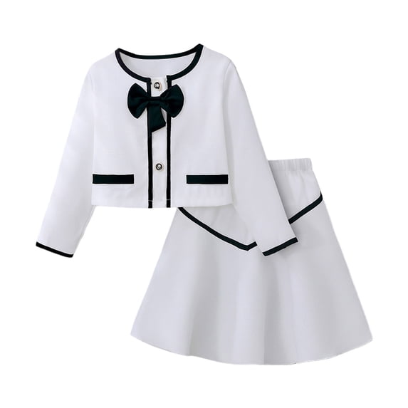 Hienoo Toddler Girls Outfits Elegant Long Sleeve Jacket and Skirt Kids Spring Fall 2Pcs Set