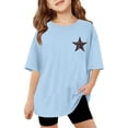 thumbnail image 1 of Hienoo Toddler Girls Oversized T-Shirt Star Print Short Sleeve T Shirt Loose Graphic Tee, Sizes 4-5, 1 of 5