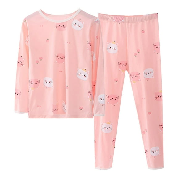 Hienoo Toddler Girls Pajamas Cartoon Long Sleeve Top Pants Sleepwear Set, 2-Piece