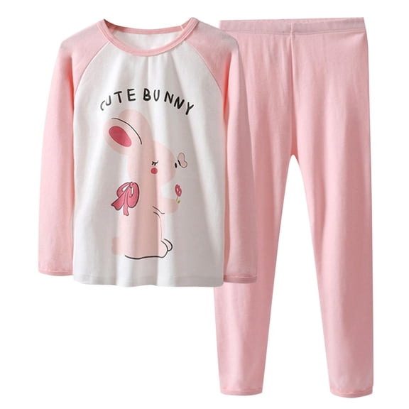 Hienoo Toddler Girls Pajamas Cute Cartoon Long Sleeve Top Pants Snug-Fit Sleepwear Outfits