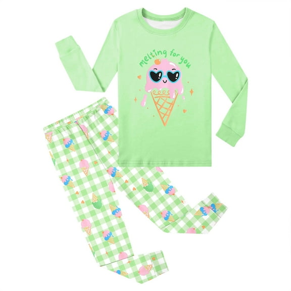 Hienoo Toddler Girls Pajamas Graphic Long Sleeves Top and Pants Sleepwear Homewear, Sizes 2-9