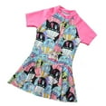 thumbnail image 1 of Hienoo Toddler Girls Rash Guard Swim Dress Short Sleeve Graphic Quick Dry Bathing Suit, 1 of 2