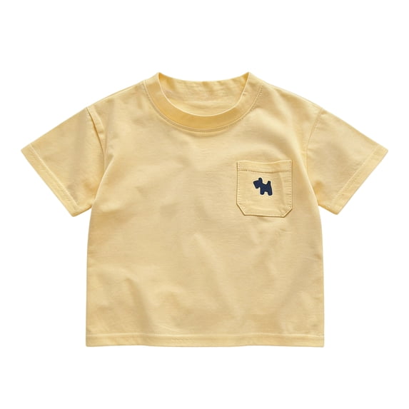 Hienoo Toddler Girls Short Sleeve Pocket T-Shirt Summer Casual Crew Neck Everyday T Shirt
