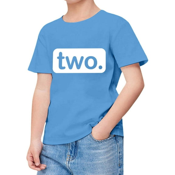 Hienoo Toddler Girls Short Sleeve T Shirt Two Printed Crewneck T-Shirt Kids Brithday Tshirt