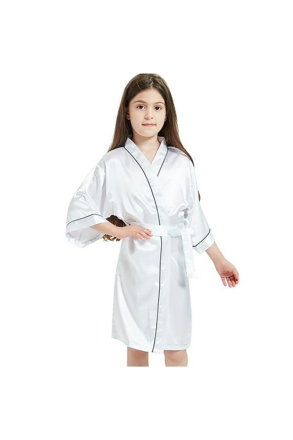 Toddler Girls Silk Satin Bathrobe Kimono Robes Nightgown Sleepwear, Sizes 3-12