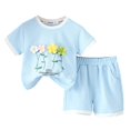thumbnail image 1 of Hienoo Toddler Girls Summer Flower Short Sleeve T-Shirt and Shorts Outfit Set, 2-Piece, 1 of 6