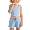 thumbnail image 1 of Hienoo Toddler Girls Summer Outfits Cotton Ribbed Sports Tank Top Shorts Set, Sizes 1-7, 1 of 8