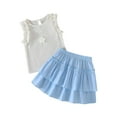 thumbnail image 1 of Hienoo Toddler Girls Summer Outfits Lightweight Flower Ruffle Tank Top Skirt Set, Sizes 4-5T, 1 of 3