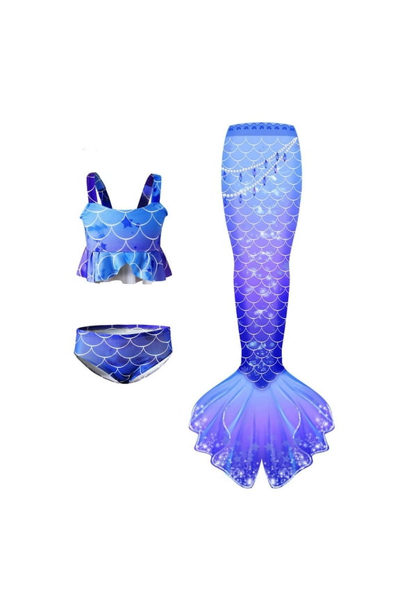 Toddler Girls Swimsuit Bikini Fish Tail Set Stage Performance Swim Set, 2-Piece