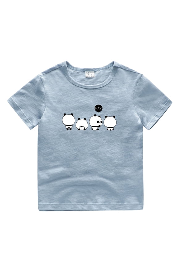 Toddler Girls' T-Shirt Cartoon Panda Print Short Sleeve T Shirt Summer Casual T Shirt