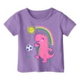 thumbnail image 1 of Hienoo Toddler Girls T Shirt Cute Cartoon Dinosaur Print Short Sleeve T-Shirt for Children, 1 of 3