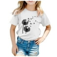 thumbnail image 1 of Hienoo Toddler Girls T Shirt Dandelion Short Sleeve Crewneck T-Shirt Summer Casual Tshirt, 1 of 3
