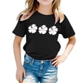thumbnail image 1 of Hienoo Toddler Girls T-Shirt Flower Short Sleeve Crew Neck T Shirt Children's Summer Tshirt, 1 of 4
