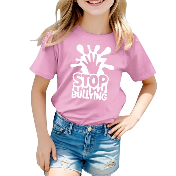 Hienoo Toddler Girls T Shirt Short Sleeved Casual Graphic Tee Kids Summer Breathable T-Shirt