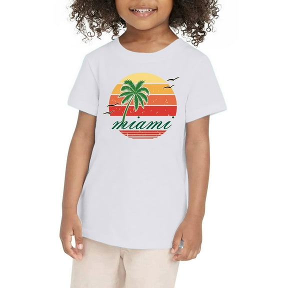 Hienoo Toddler Girls' T-Shirt Tropical Print Short Sleeve T Shirt Summer Active Tshirt