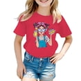 thumbnail image 1 of Hienoo Toddler Girls Tshirt Cotton Graphic Short Sleeved T Shirt Versatile Pullover T-Shirt, 1 of 4