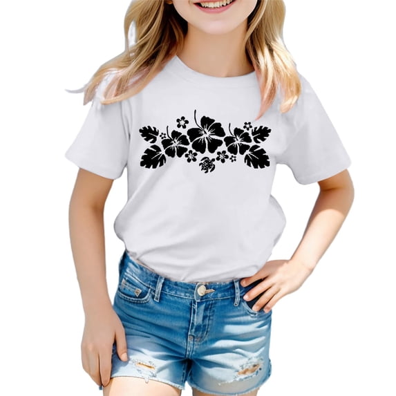 Hienoo Toddler Girls Tshirt Graphic Short Sleeved Crew Neck T Shirt Summer Casual T Shirt