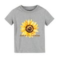 thumbnail image 1 of Hienoo Toddler Girls Tshirt Sunflower Print Short Sleeves Cotton T Shirt Versatile Pullover T-Shirt, 1 of 3