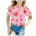 thumbnail image 1 of Hienoo Toddler Girls Valentine's Day T-Shirt Hearts Print Short Sleeve T Shirt, Sizes 3-13, 1 of 3