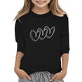 thumbnail image 1 of Hienoo Toddler Girls Valentine's Day Tee Shirt Heart Printed 3/4 Sleeve Casual T-Shirt Top, 1 of 3