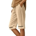 thumbnail image 1 of Hienoo Women Linen Knee Length Shorts Casual Loose Lightweight Bermuda Shorts, Sizes S-3XL, 1 of 3