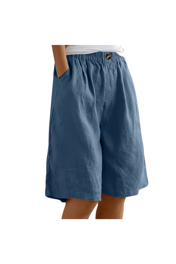 Women's Bermuda Shorts Elastic Waist Loose Casual Shorts, Sizes S-XXL