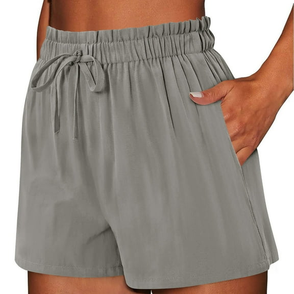 Hienoo Women's Casual Shorts Elastic Waist Lightweight Shorts with Pockets, Sizes S-XXL