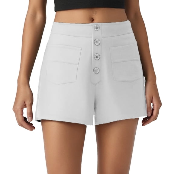 Hienoo Women's Casual Shorts Versatile Stretch Pocket Solid Color Shorts, Sizes XS-XXL